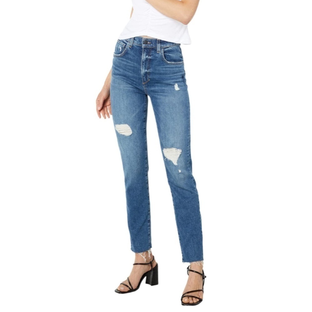 NWT JOE'S JEANS The Raine Ripped High Waist Raw Hem Slim Straight- 24
